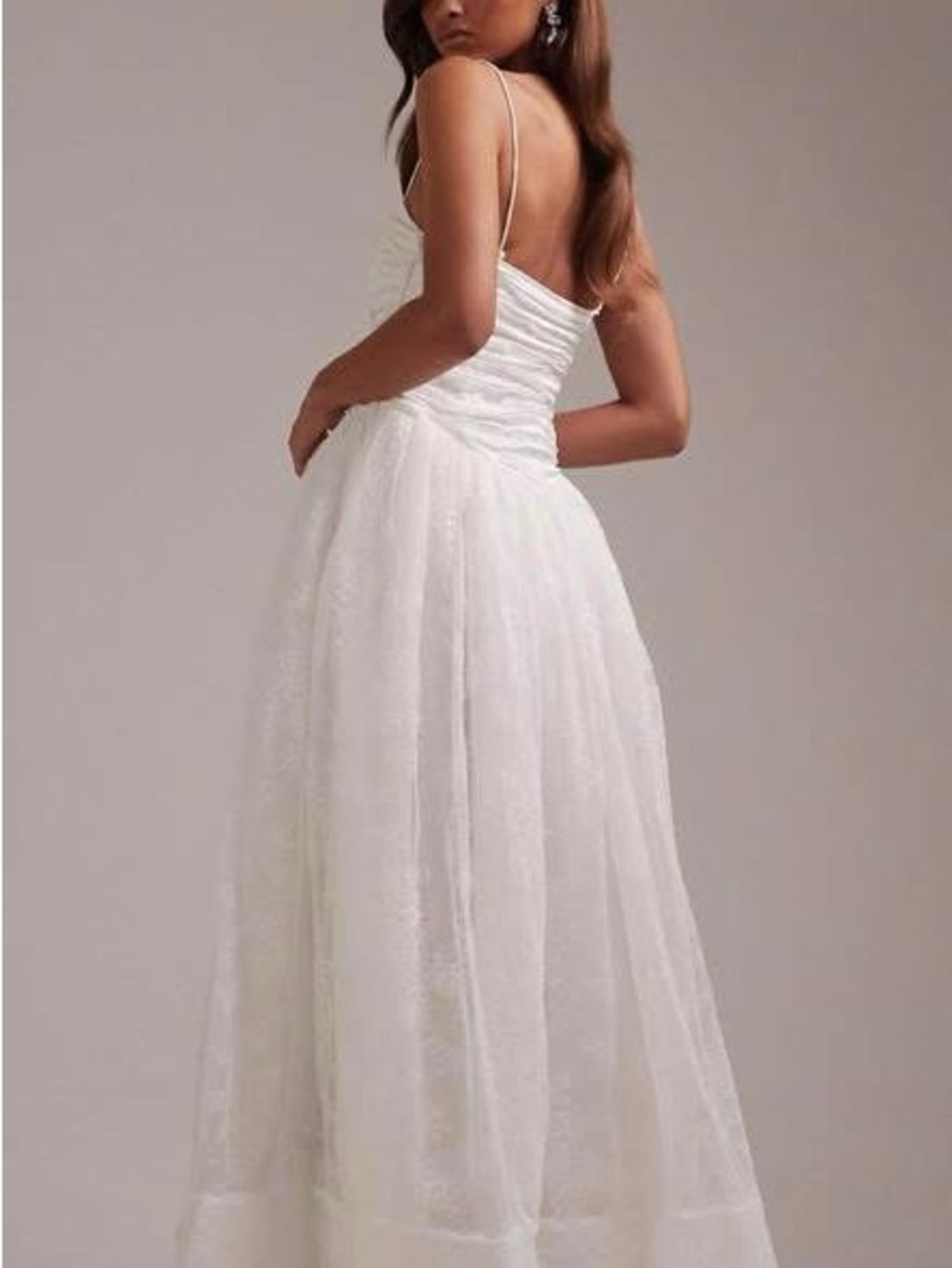ASOS White Ruched Bodice Spaghetti-Strap Bridal Gown - Picture 3 of 6